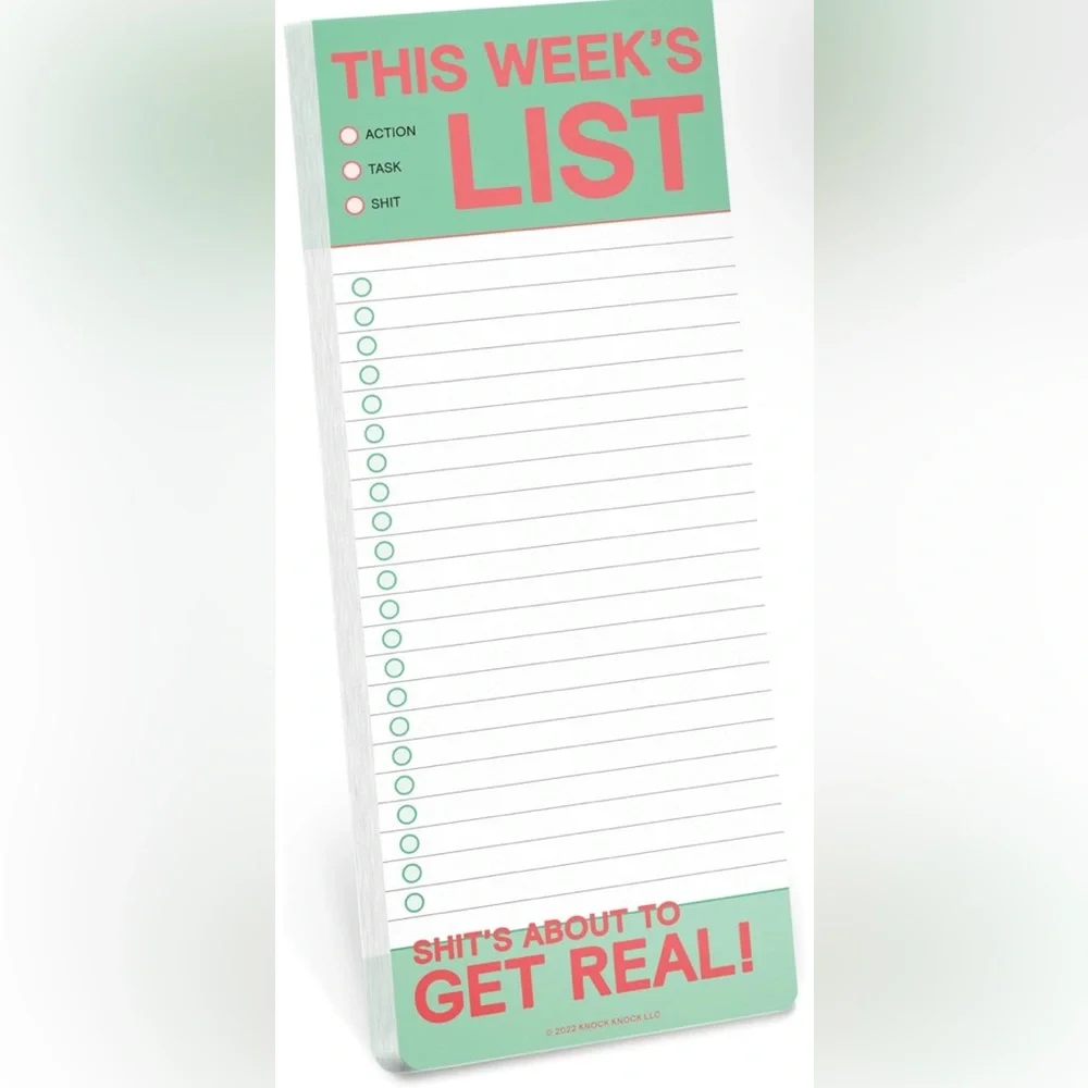 Weekly List Notepad 3.5” X 9”